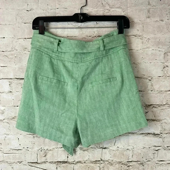 Veronica Beard Women's Size 4 Borneo Tie Waist Linen Shorts Green High Rise - Picture 10 of 10